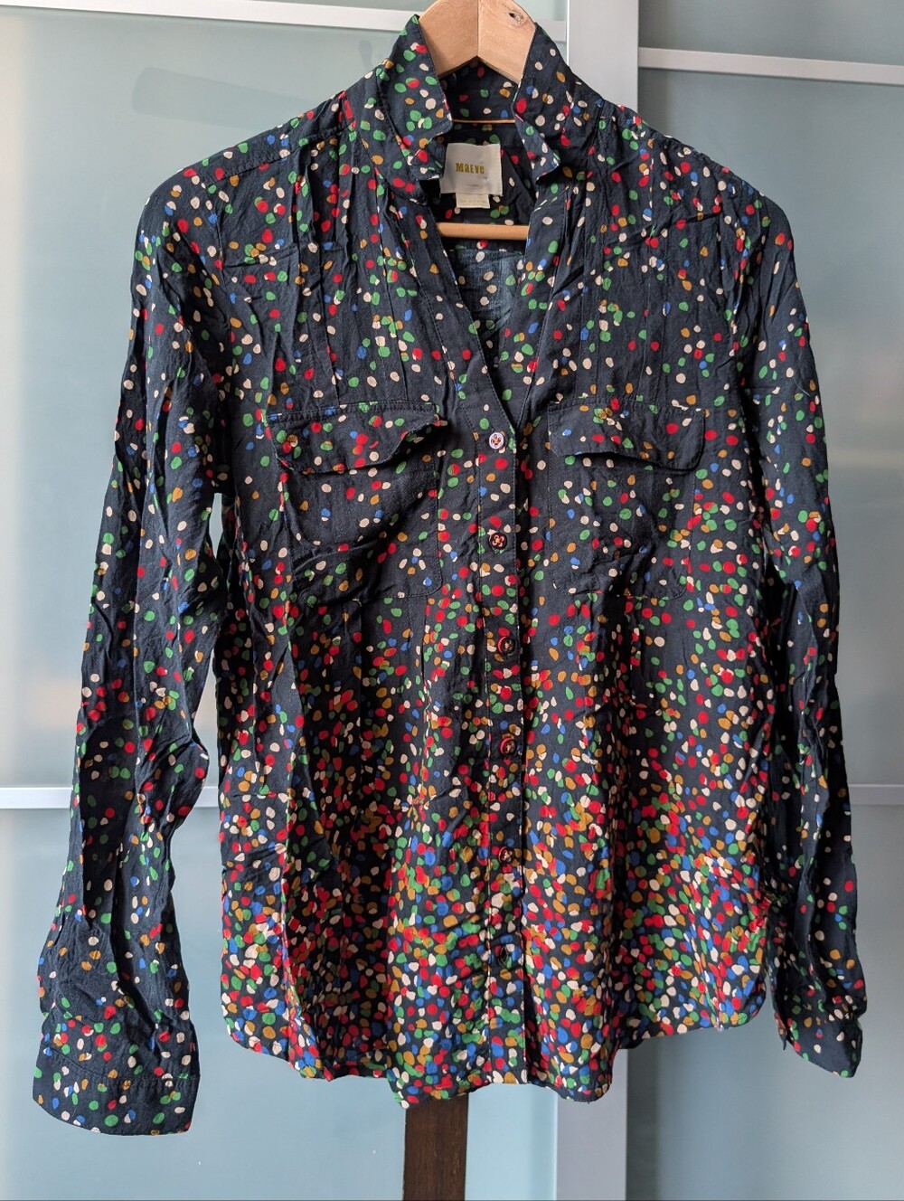 Maeve Black Multicolor Confetti Print Button-Up Shirt - US 6